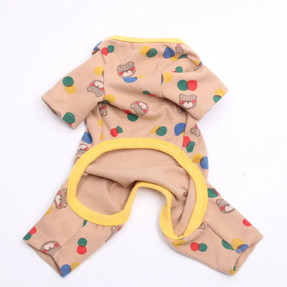 New Dog Cat JumpSuit Pajamas Ball&Bear Design Pet Puppy Soft Tracksuit T-Shirt
