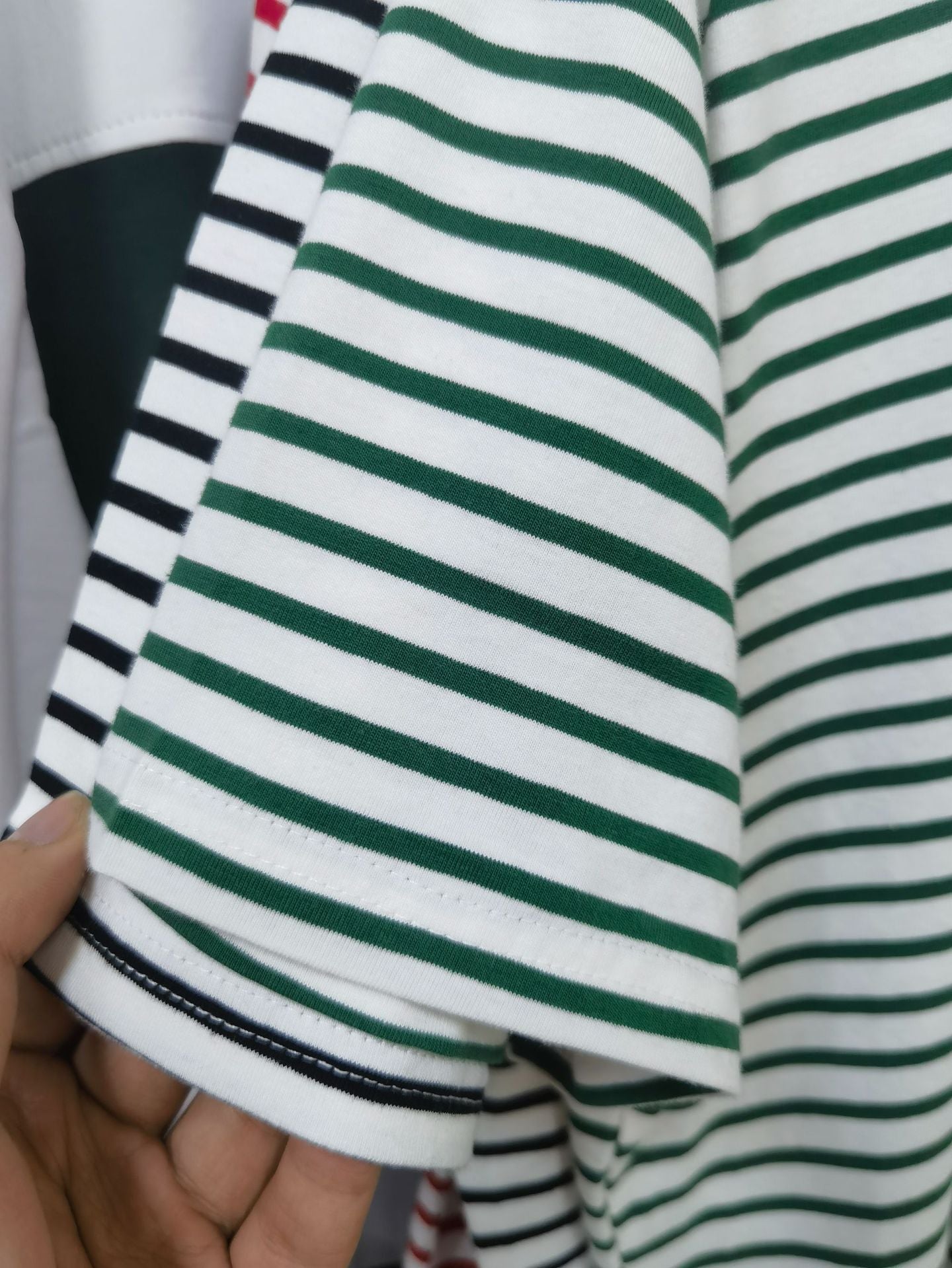 New Versatile Simple Loose Cotton Crew Neck Striped T-shirt Short Sleeve