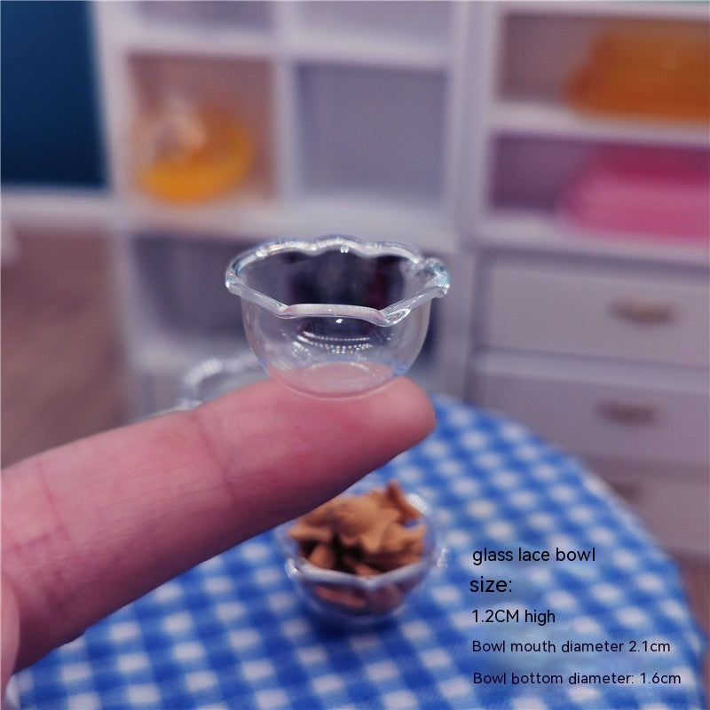 Doll House Miniature Furniture Tableware Miniature Simulation Transparent Colored Glass Cup