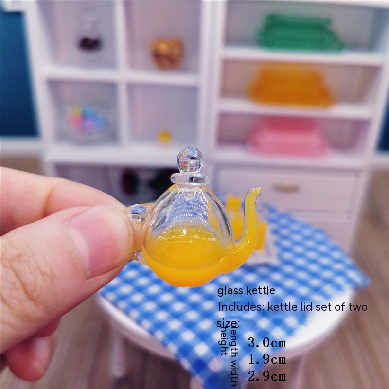 Doll House Miniature Furniture Tableware Miniature Simulation Transparent Colored Glass Cup
