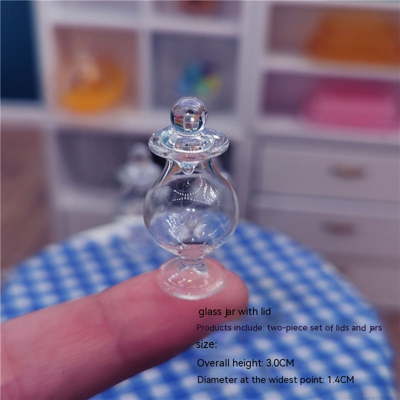 Doll House Miniature Furniture Tableware Miniature Simulation Transparent Colored Glass Cup