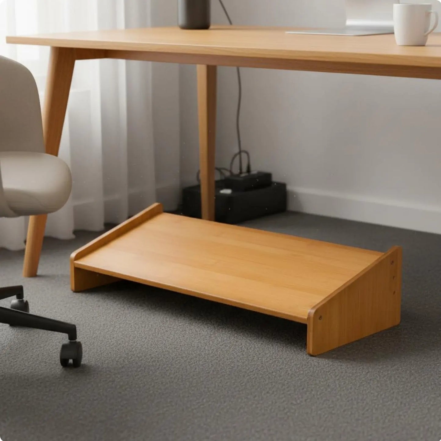 Under Desk Footrest Wide Surface Office Foot Stool Angled Foot Rest Multi-Functional Ergonomic Furniture Sleek Finish