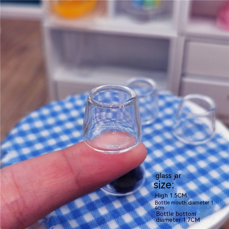 Doll House Miniature Furniture Tableware Miniature Simulation Transparent Colored Glass Cup