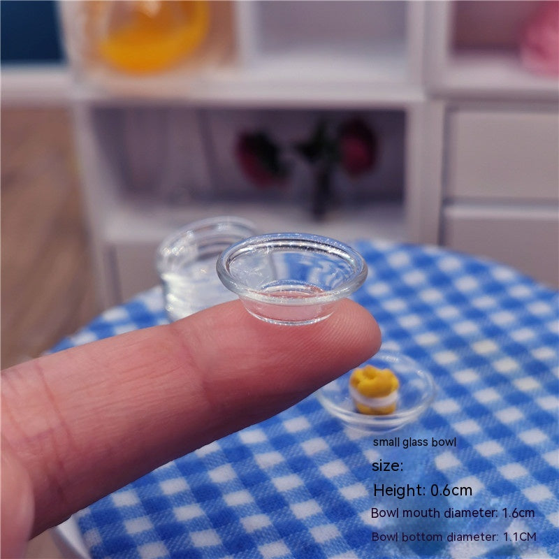 Doll House Miniature Furniture Tableware Miniature Simulation Transparent Colored Glass Cup