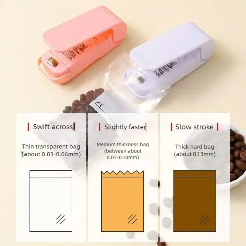 Small portable snack sealing machine, mini household, hand-pressed plastic bag, food preservation portable