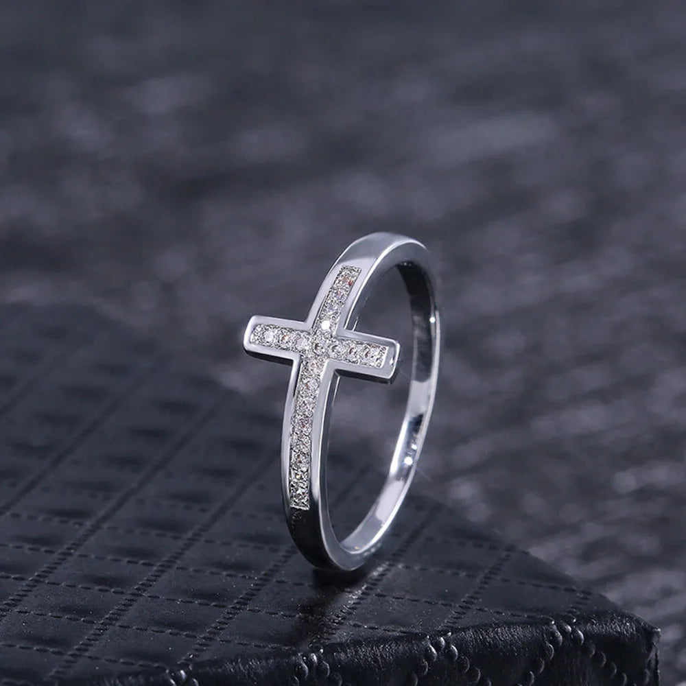 Modyle Exquisite Silver Plated Ring for Women Eternity Christian Cross Ring New Fashion Party Gifts Jewelry
