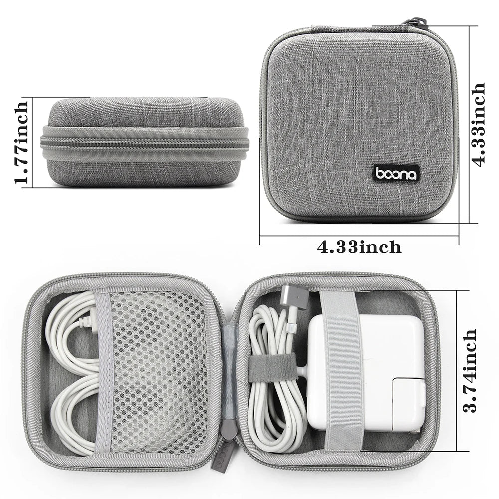 BOONA Hard Shell Laptop Accessories Storage Travel Case Power Supply Case Electronic Gadgets Bag for MacBook Air/Pro