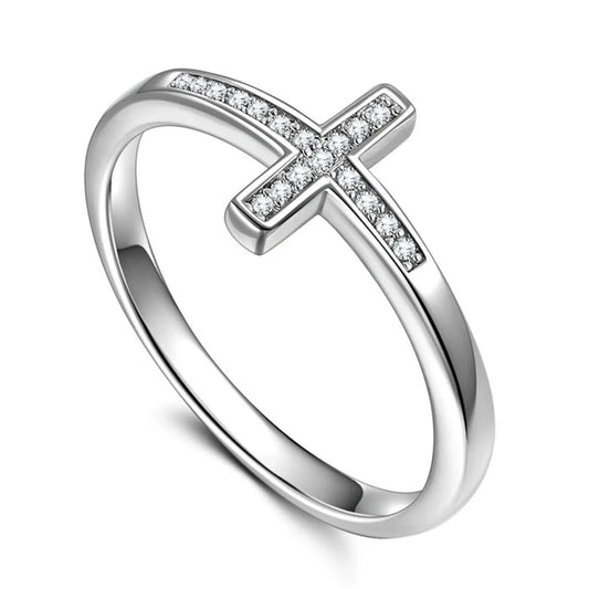 Modyle Exquisite Silver Plated Ring for Women Eternity Christian Cross Ring New Fashion Party Gifts Jewelry