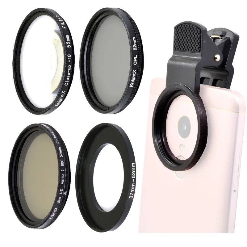 KnightX 52MM polarized cpl Neutral Density ND phone filter  Macro Lens kit  Mobile Lenses For iPhone Samsung Redmi 7 Huawei