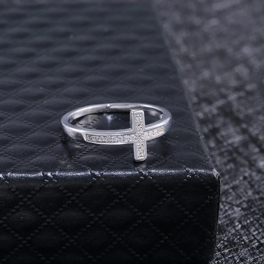 Modyle Exquisite Silver Plated Ring for Women Eternity Christian Cross Ring New Fashion Party Gifts Jewelry