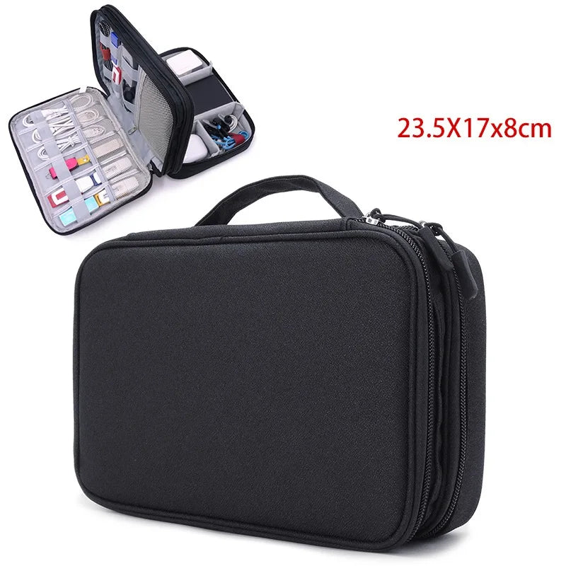 Cable Organiser Bag Travel Double-Layer Gadget Travel Bag Electronics Accessories Cable Storage Carry Game Player tablet bag