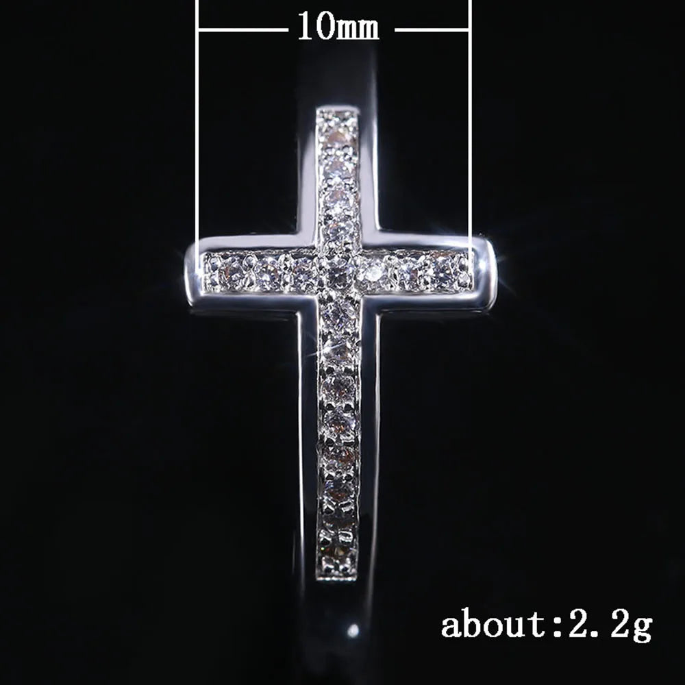 Modyle Exquisite Silver Plated Ring for Women Eternity Christian Cross Ring New Fashion Party Gifts Jewelry