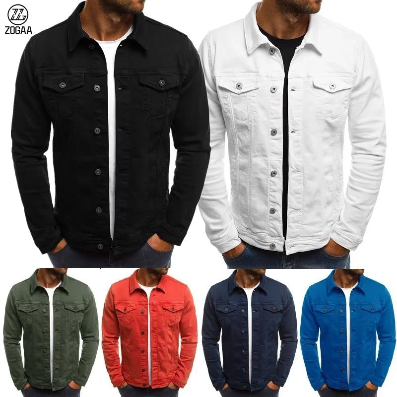 ZOGAA Autumn and Winter New Pure Color Cowboy Simple Men's Leisure Short Denim Jacket