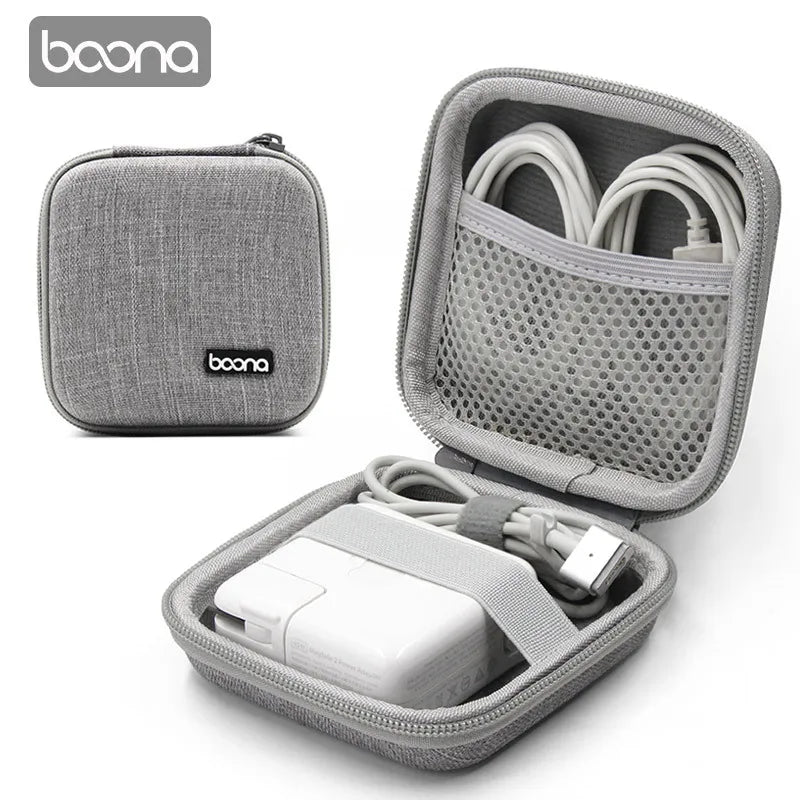 BOONA Hard Shell Laptop Accessories Storage Travel Case Power Supply Case Electronic Gadgets Bag for MacBook Air/Pro