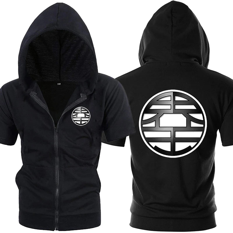 Casual Funny Print  Hoodie Men Black Gray Cosplay Sweatshirt Fashion Short Sleeve Zipper Mens Hoodies Jackets