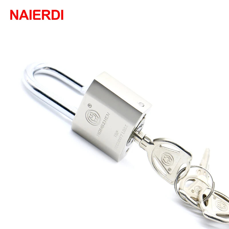 NAIERDI B7 Series Super B Grade Padlocks Silver Color Portable Anti-Theft Rustproof Luggage Suitcase Gate Lock Security Padlock