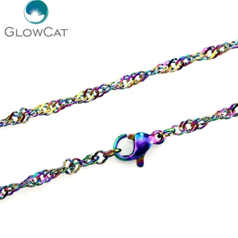 5pcs/lot More Choice More Style Rainbow Color Stainless Steel Chain Necklace Link Jewelry Making
