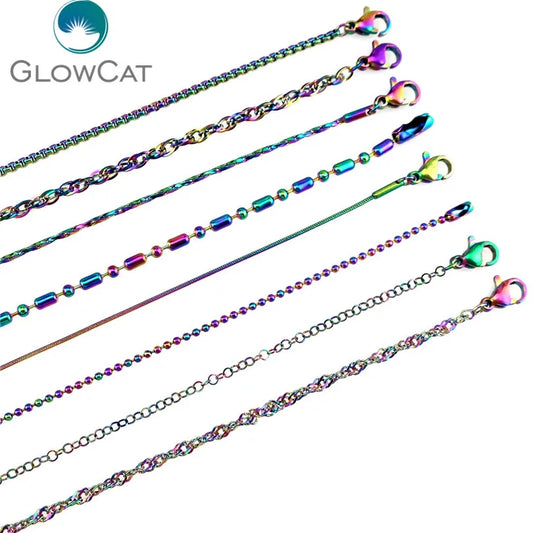5pcs/lot More Choice More Style Rainbow Color Stainless Steel Chain Necklace Link Jewelry Making