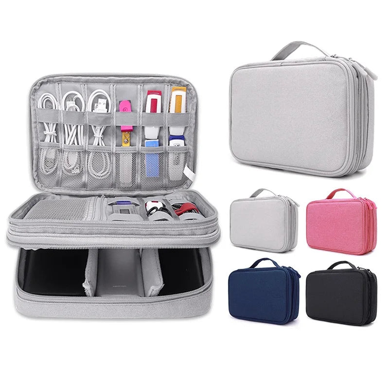 Cable Organiser Bag Travel Double-Layer Gadget Travel Bag Electronics Accessories Cable Storage Carry Game Player tablet bag