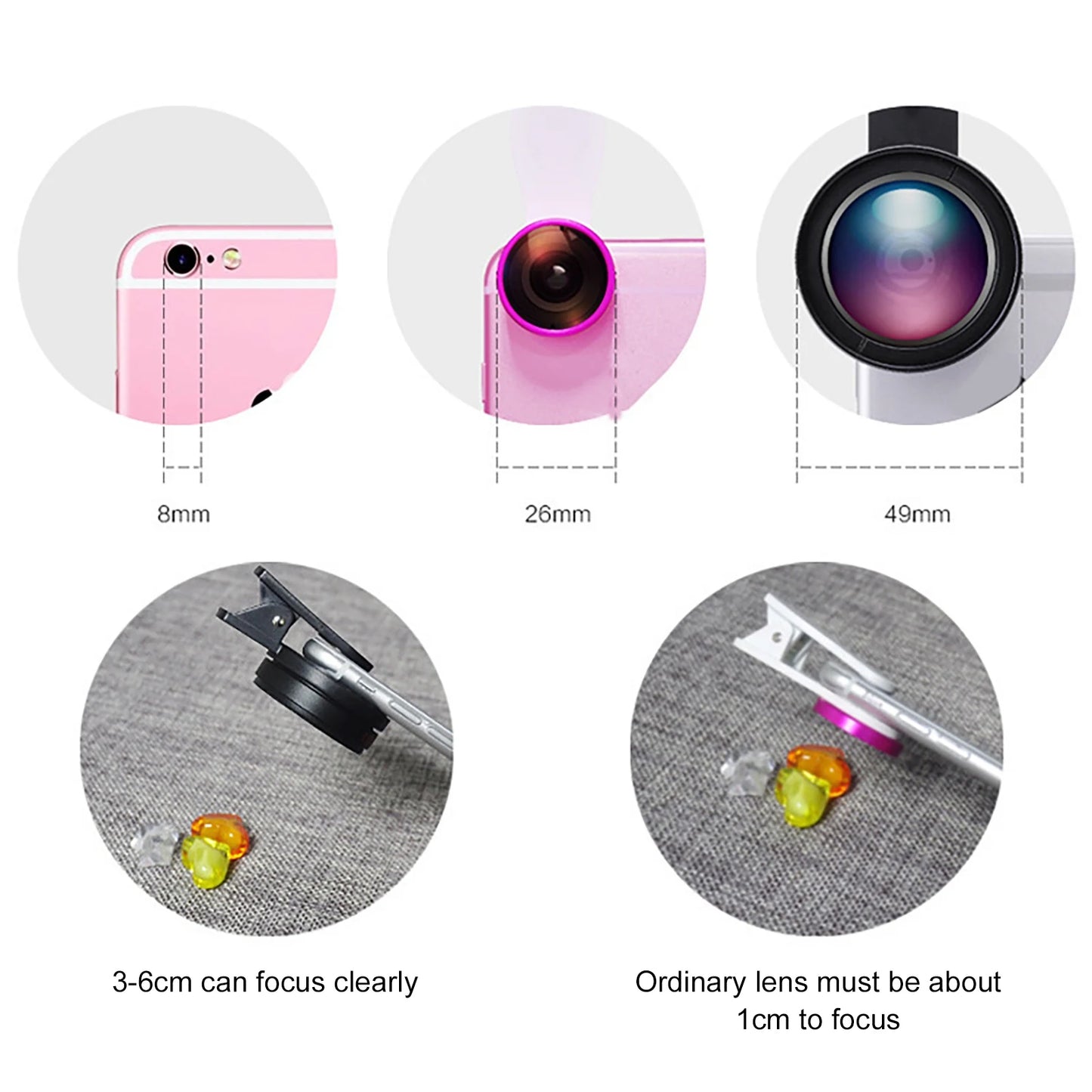 2 in 1 0.45X 49uv Wide Angle Lens 15X Macro Lenses Close Range Mobile Phone Lens HD Camera Lens Universal Clip for Smartphone
