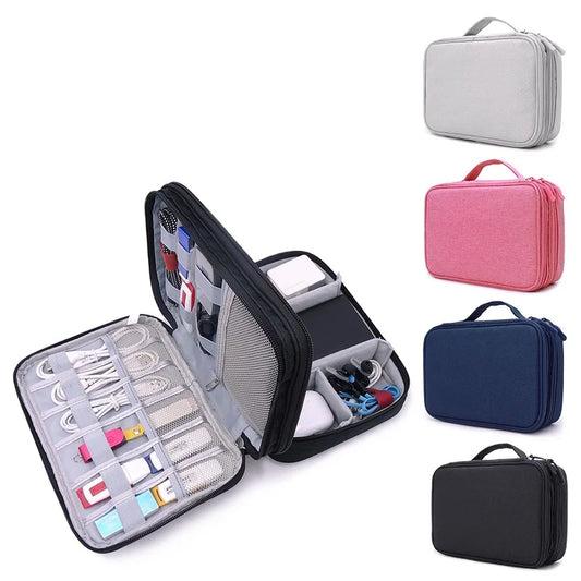 Cable Organiser Bag Travel Double-Layer Gadget Travel Bag Electronics Accessories Cable Storage Carry Game Player tablet bag