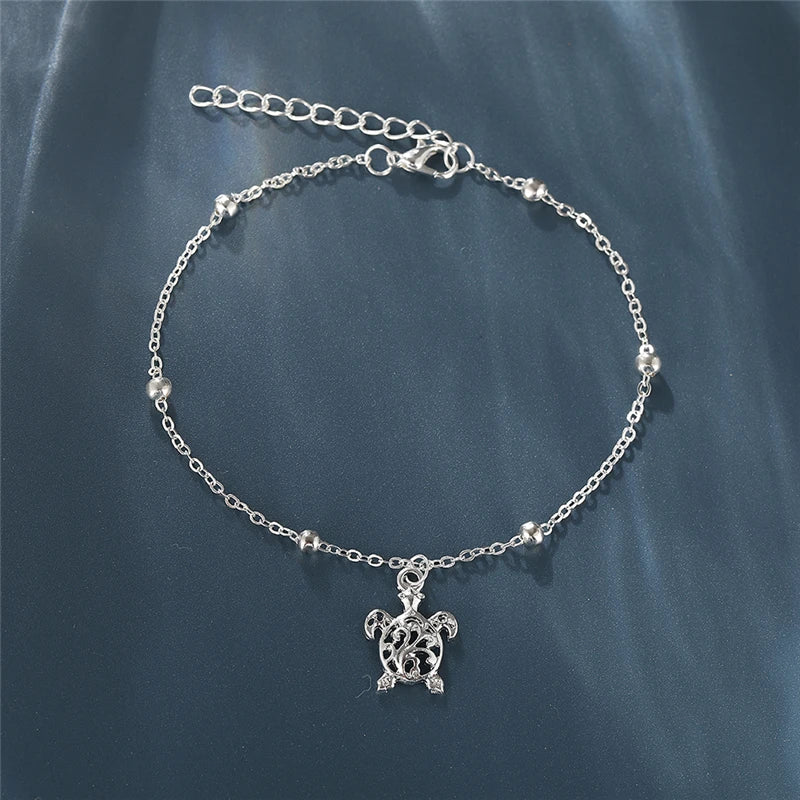 LETAPI Two Layers Chain Heart Style Gold/Silver Color Anklets For Women Bracelets Summer Barefoot Sandals Jewelry On Foot Leg