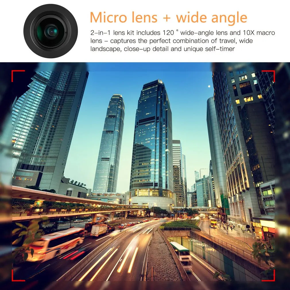 OUTAD 120° Wide Angle/Micro Lens 2 in 1 for Clip-on Cell Phone Camera Lenses Kit for Samsung for Android Smartphones