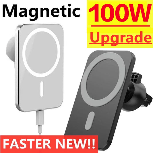 100W Car Magnetic Wireless Charger Car Mobile Phone Holder Stand Mount Fast Charging Station For iPhone 12 13 14 Pro Max macsafe