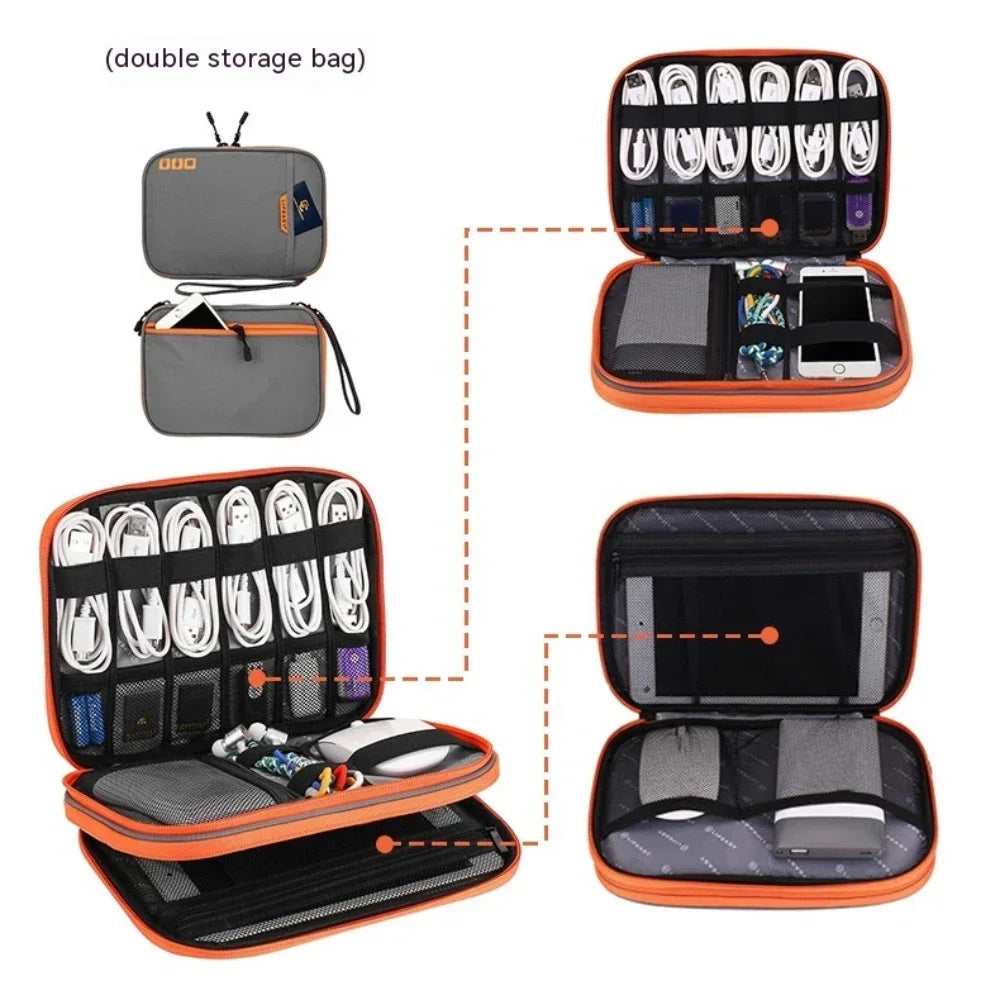Portable Electronic Accessories Travel case Cable Organizer Bag Gadget Carry Bag for iPad Cables Power USB Flash Drive Charger