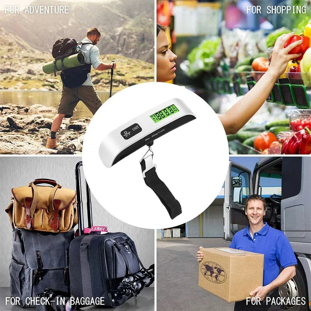 Portable Scale Digital LCD Display 110lb/50kg Electronic Luggage Hanging Suitcase Travel Weighs Baggage Bag Weight Balance Tool