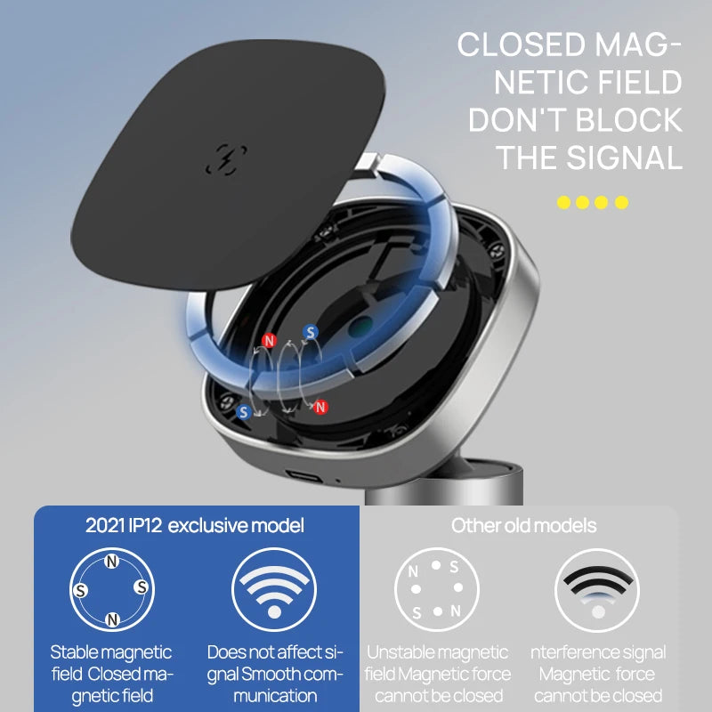 15W Car Wireless Charger is Suitable For iphone 12 13 14 15 Aluminum Alloy Vent Dashboard Magnetic Bracket Mobile Phone Charger