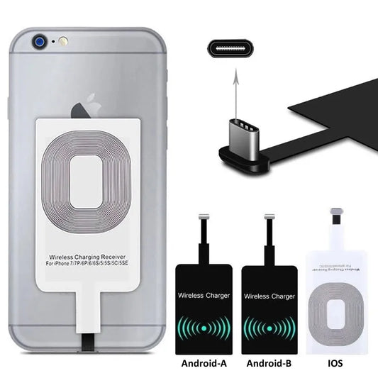 Wireless Charger Receiver Support Type C Micro USB Fast Wireless Charging Adapter For iPhone 7 6 5 Android phone Wireless Charge
