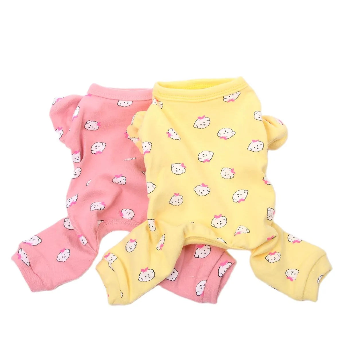 Dogs and Cats JumpSuit Pajamas 100% Cotton Doggie Design Pet Puppy Nightshirt T-Shirt 5 Sizes 2 Colours