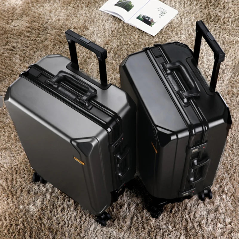 New Fashion Rolling Luggage Aluminum Frame USB Charging Trolley Suitcase 20/24/26/28 Inch Students Password Travel Luggage