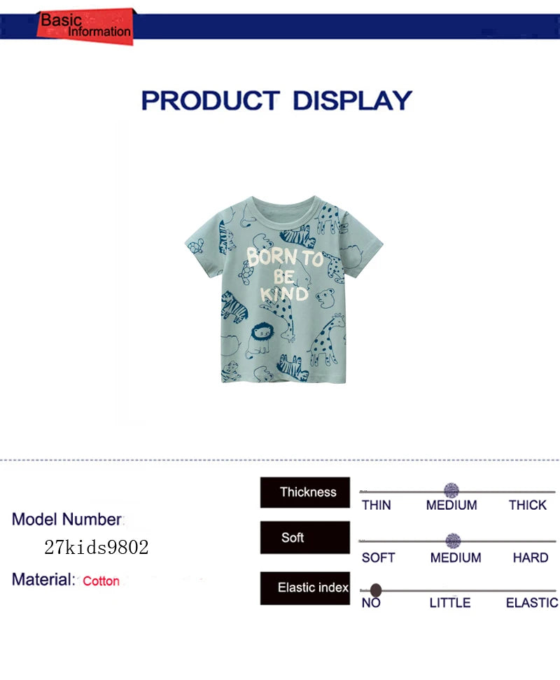 TUONXYE Children's Clothing boys Short Sleeve T-shirt Pattern kids Cartoons Dinosaur Cotton Sweater clothes boys t shirt