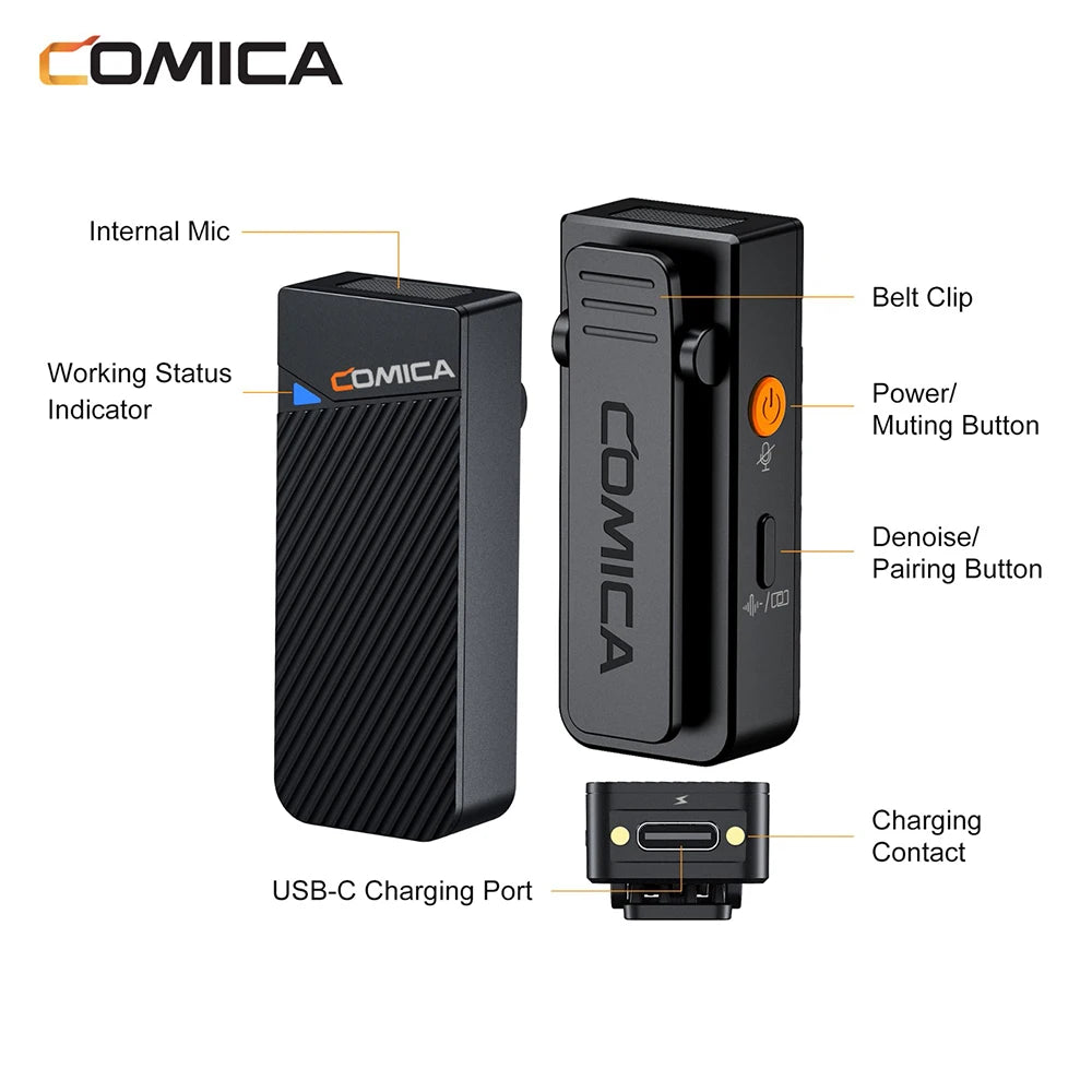 Comica Vimo C3 2.4G Wireless Lavalier Microphone Vimo C Lapel Mic for Smartphone Laptop Camera Podcast Interview Vlogger YouTube
