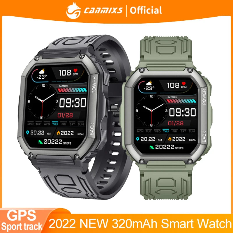 CanMixs Smart Watch Men 2023 1.8inch Bluetooth Dial GPS Movement track Calls waterproof fitness Heart Rate Sports Smartwatch