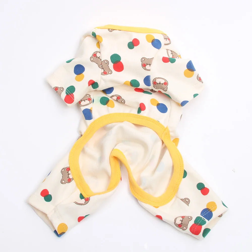 New Dog Cat JumpSuit Pajamas Ball&Bear Design Pet Puppy Soft Tracksuit T-Shirt