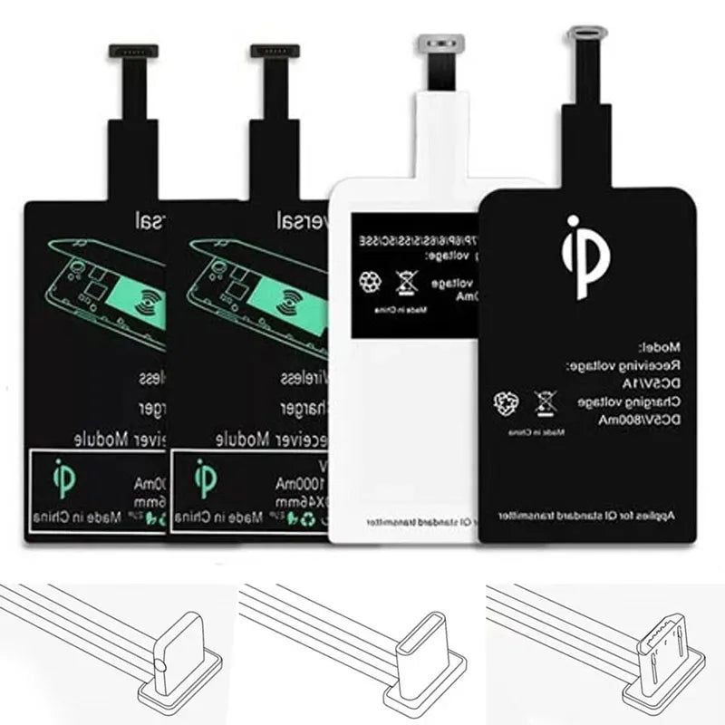 Lightweight Qi Wireless Charger Receiver For iPhone 7 6 5s Xiaomi Redmi Mobile Phone Micro USB Type C Universal Charging Adapter