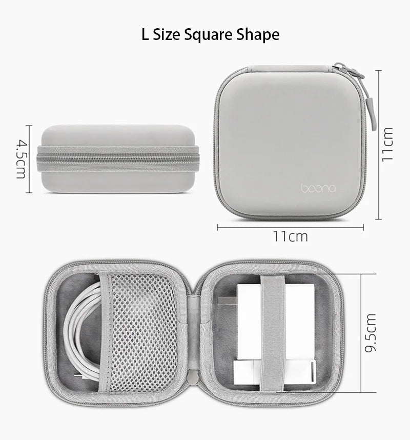 BOONA Hard Shell Laptop Accessories Storage Travel Case Power Supply Case Electronic Gadgets Bag for MacBook Air/Pro
