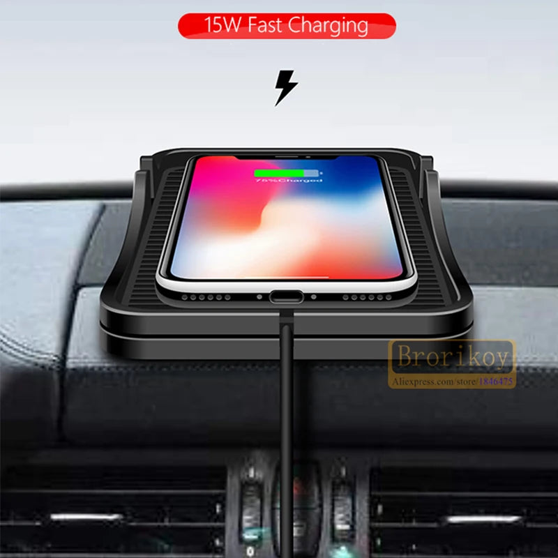 15W Charger Mat Silicone Mat Non-Slip Pad Holder Car Wireless Non-Slip Phone Charger Fast Charging For iPhone 14 13 Samsung S21