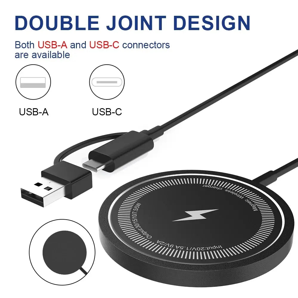 15W Magnetic Wireless Charger Fast Charging Pad Stand for iPhone 15 14 13 12 Pro Airpods PD Macsafe Phone Chargers Dock Station