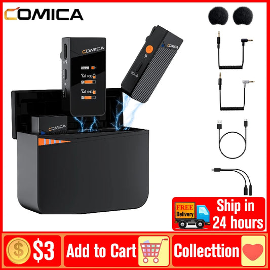 Comica Vimo C C2 C3 2.4G Mini Wireless Lavalier Microphone Lapel Mic for Smartphone Laptop Camera Podcast Interview YouTube