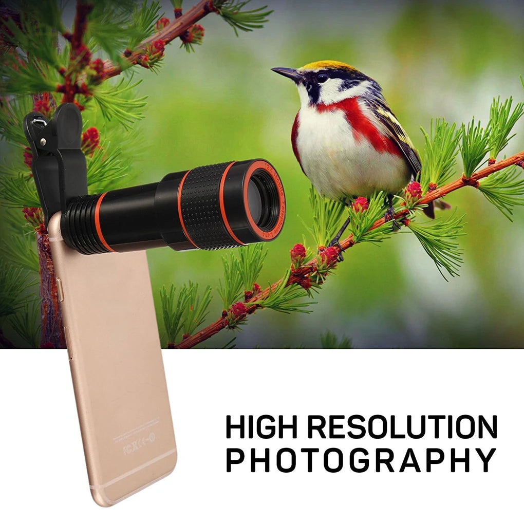 Universal Clip-on Phone Camera Lens Set Professional Telephoto Lenses 12 times zoom Cellphone Photography Accessory