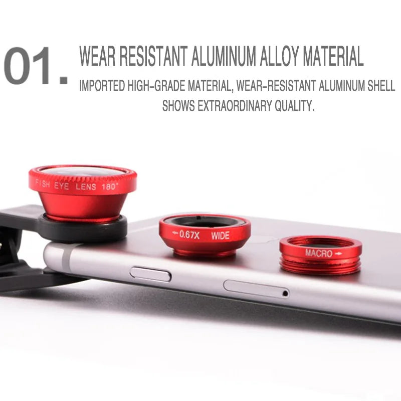 3in1 Fisheye Phone Lens 0.67X Wide Angle Zoom For iPhone iPad Xiaomi Fish Eye Len on Smartphone Lenses with Universal Phone Clip