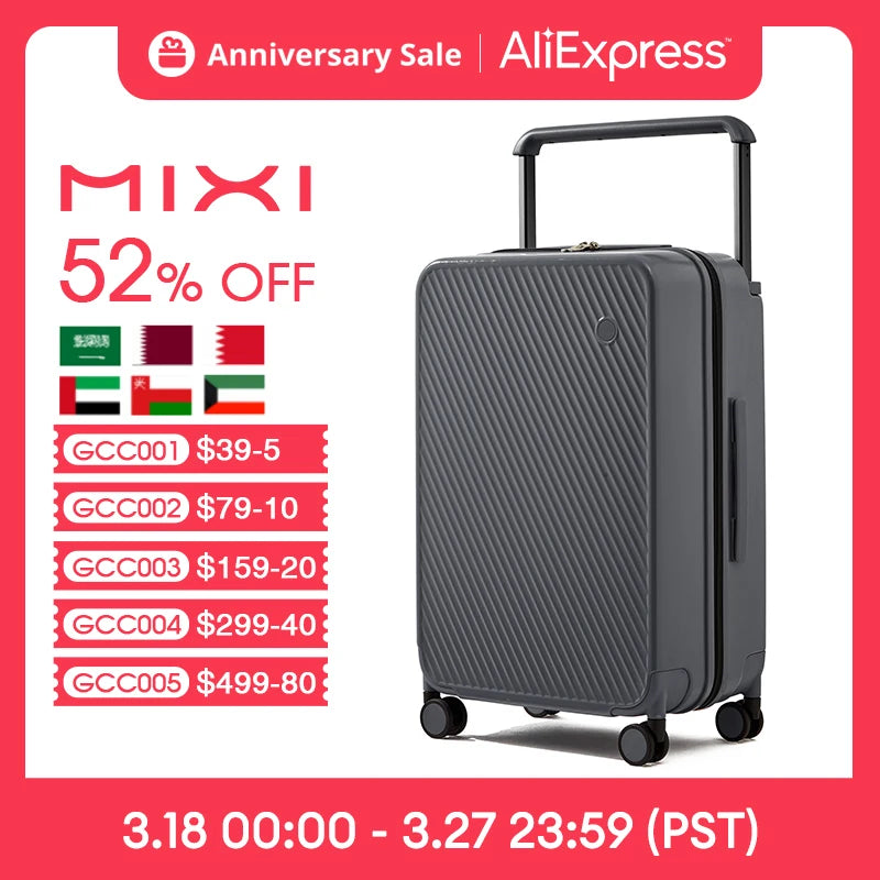 Mixi Gorgeous Wide Handle Suitcase 24" Travel Luggage Rolling Wheels Women Men 20" Carry On Cabin Hardside Patent Design M9276