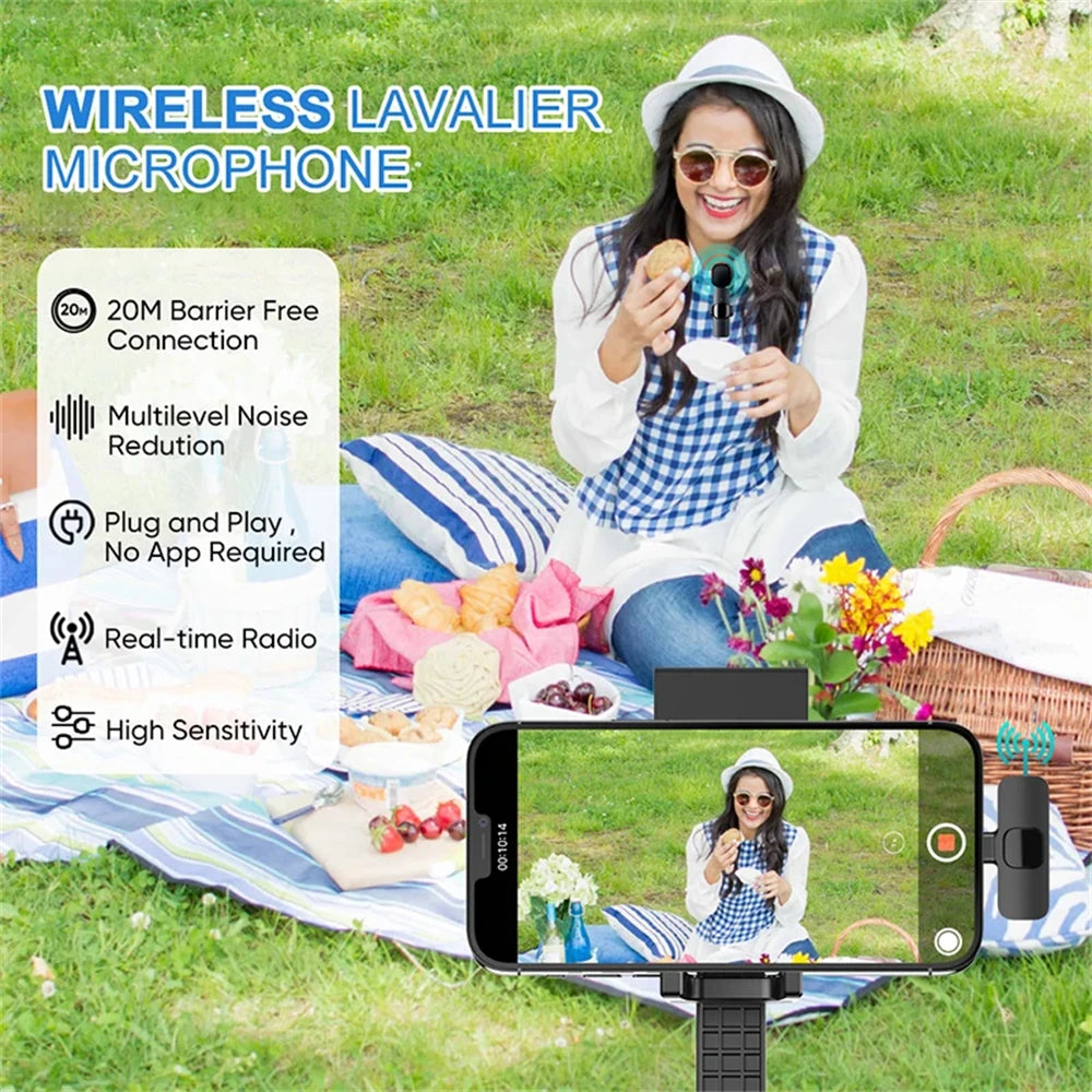 Vothoon Wireless Lavalier Lapel Microphone for iPhone iPad Android Phone Recording Mic for Interview Video Podcast Vlog YouTube