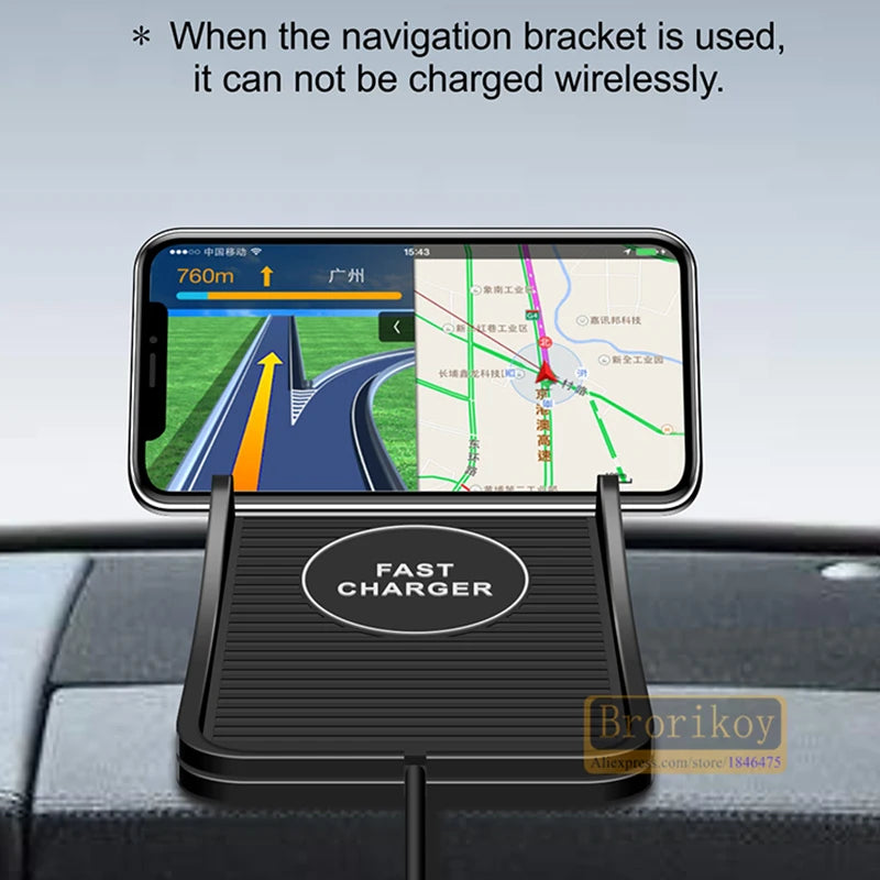 15W Charger Mat Silicone Mat Non-Slip Pad Holder Car Wireless Non-Slip Phone Charger Fast Charging For iPhone 14 13 Samsung S21