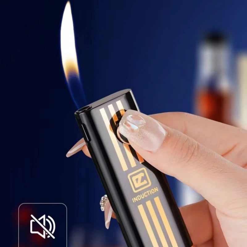 Creative Shell Silent Electronic Ignition Inflatable Lighter Metal Body Open Flame Portable Butane Gas Lighter Gadget Men's Gift