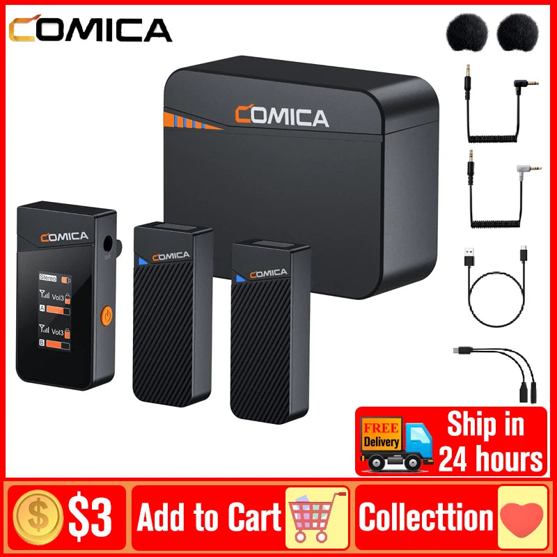 Comica Vimo C3 2.4G Wireless Lavalier Microphone Vimo C Lapel Mic for Smartphone Laptop Camera Podcast Interview Vlogger YouTube